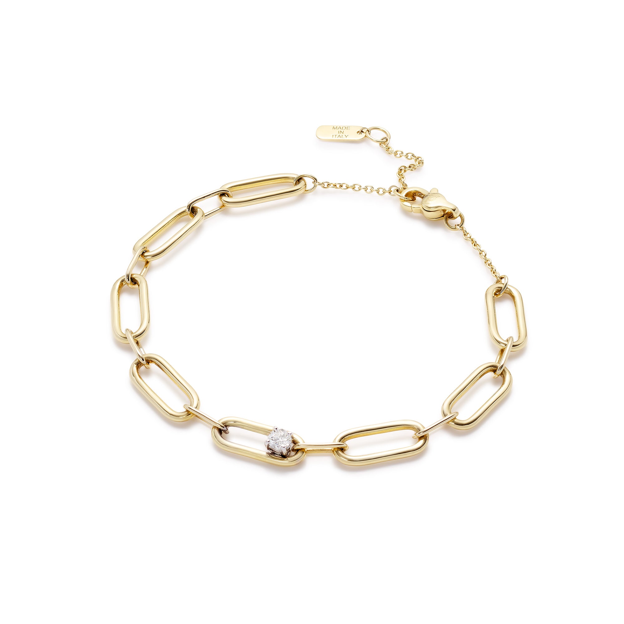 Paperclip bracelet with diamond