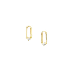 Paperclip stud earrings with diamonds