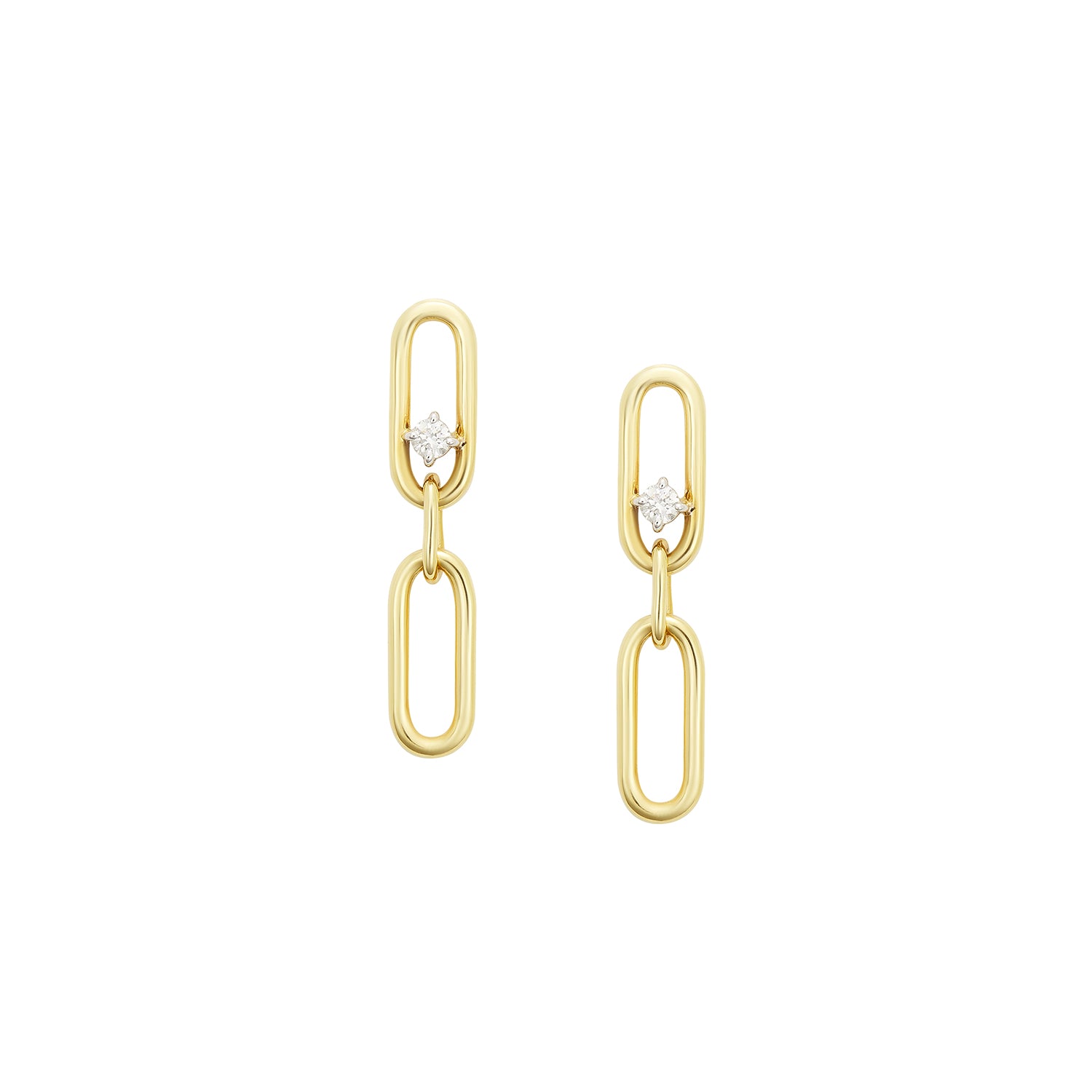 Paperclip earrings with diamonds