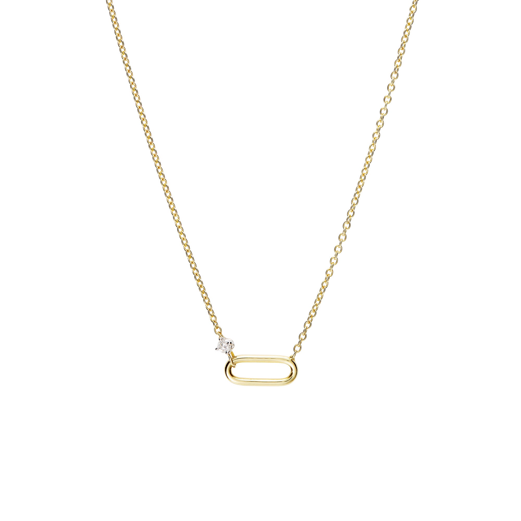 Paperclip necklace with diamond
