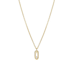 Paperclip vertical necklace with diamond