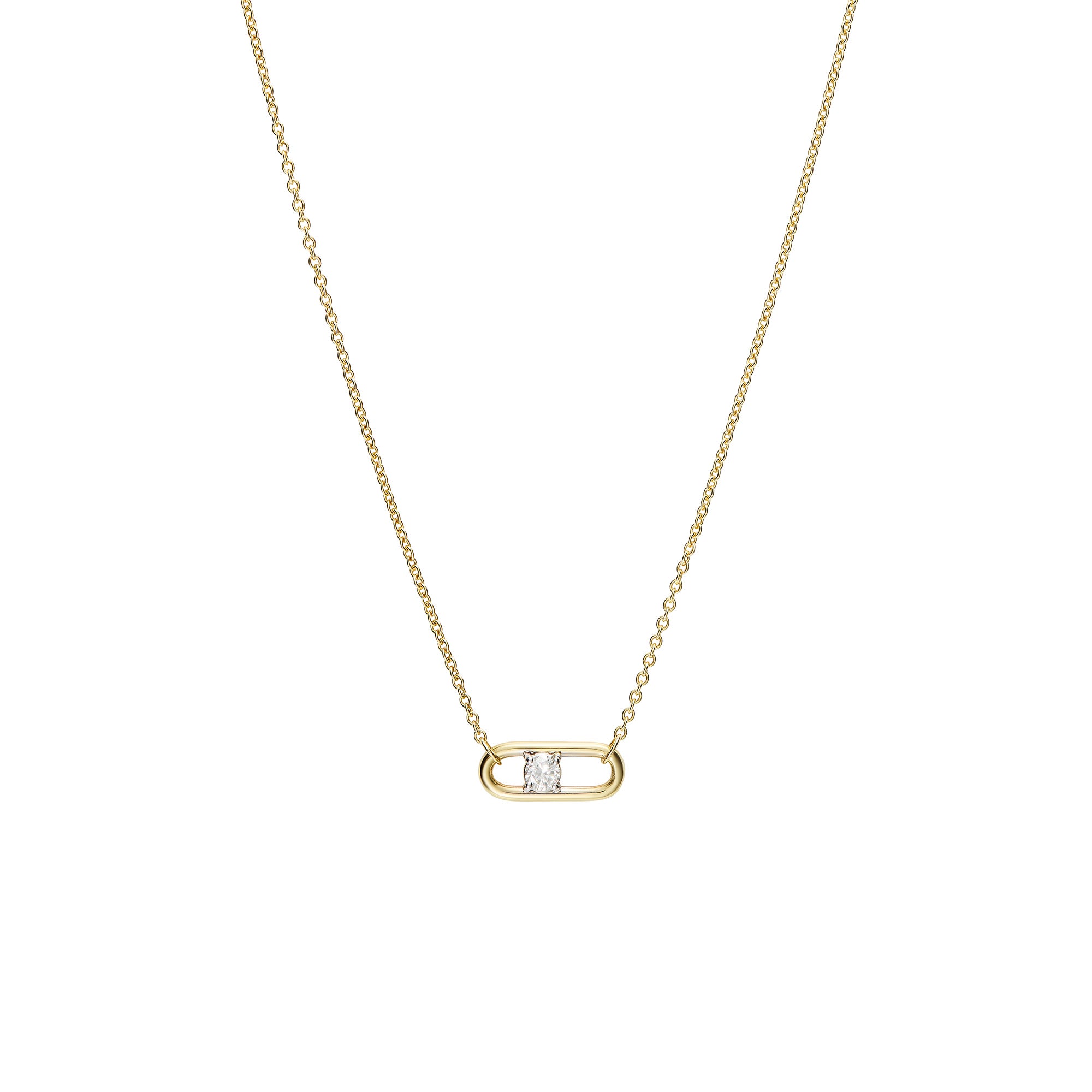 Paperclip necklace with sliding diamond