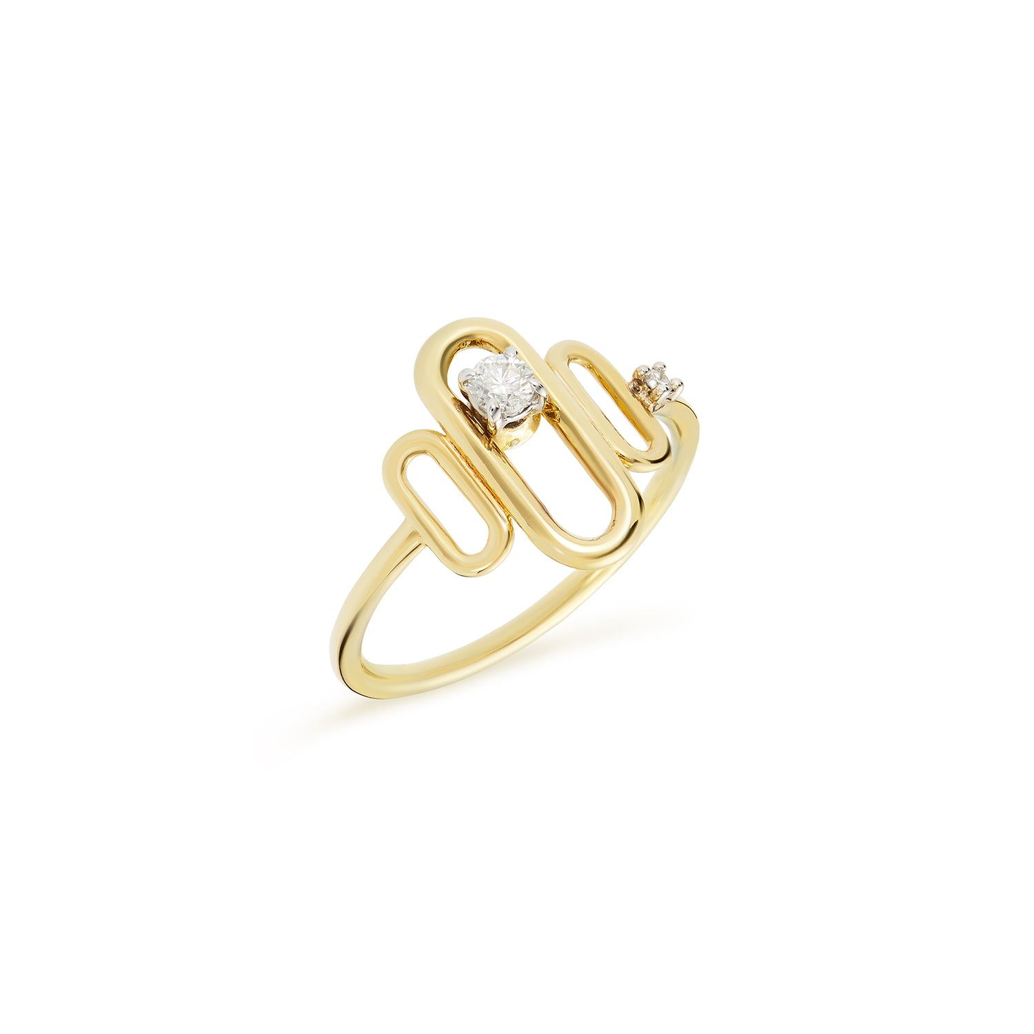 Paperclip ring with diamond