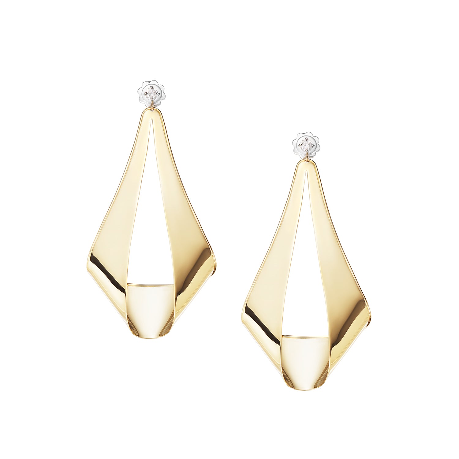Nebu pendant earrings with diamonds and shiny edge