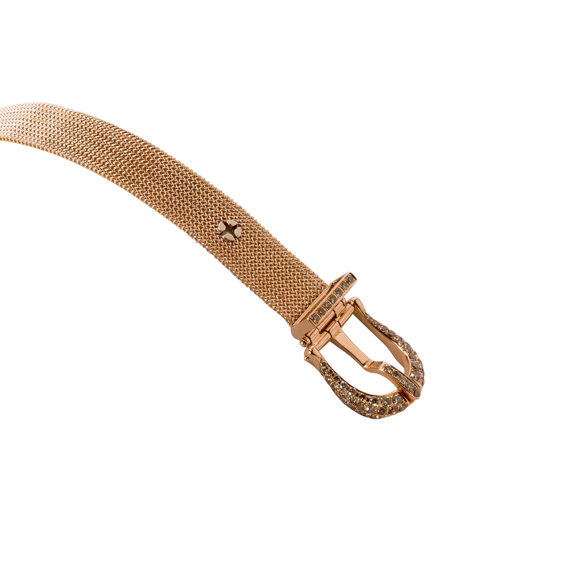 Buckle Medium Bracelet with Brown Diamonds