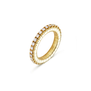 Flow ring yellow gold and diamonds
